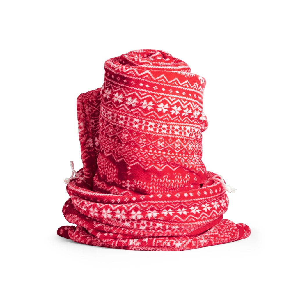 LAPONIA promotional home textile in red (detail view) with custom logo branding