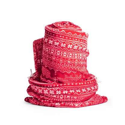 LAPONIA promotional home textile in red (detail view) with custom logo branding