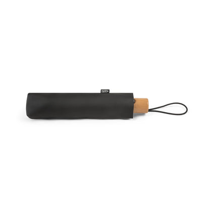 RIVER promotional umbrella in black (detail view) with custom logo branding