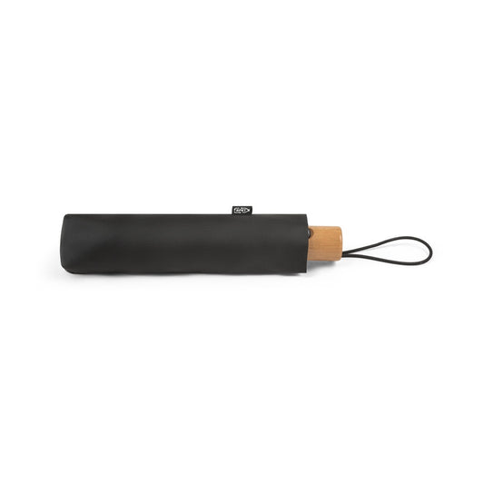 RIVER promotional umbrella in black (detail view) with custom logo branding