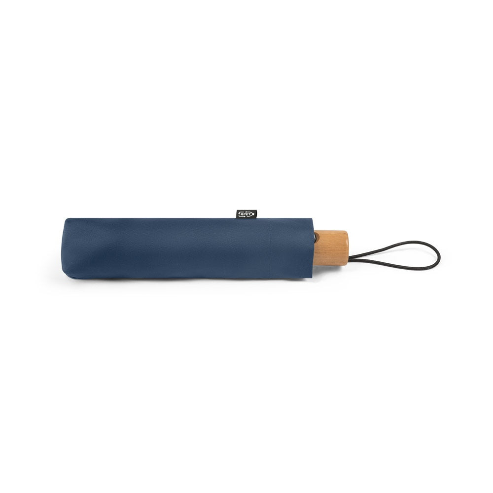 RIVER promotional umbrella in blue (detail view) with custom logo branding