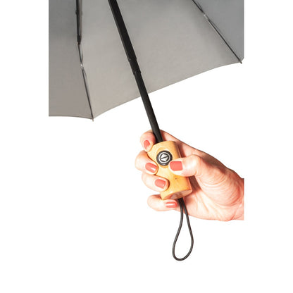 RIVER promotional umbrella in light grey (detail view) with custom logo branding