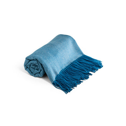 SMOOTH promotional home textile in blue (detail view) with custom logo branding