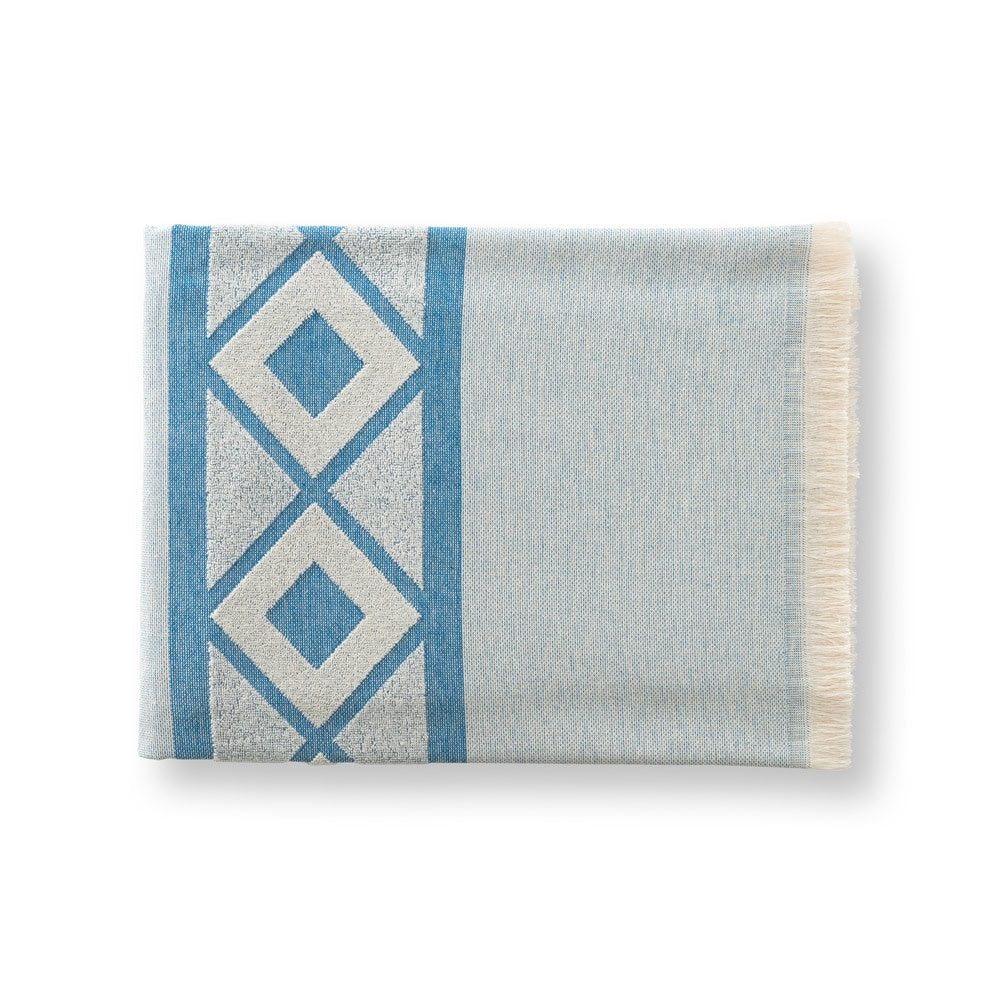MALEK promotional home accessory in blue (detail view) with custom logo branding