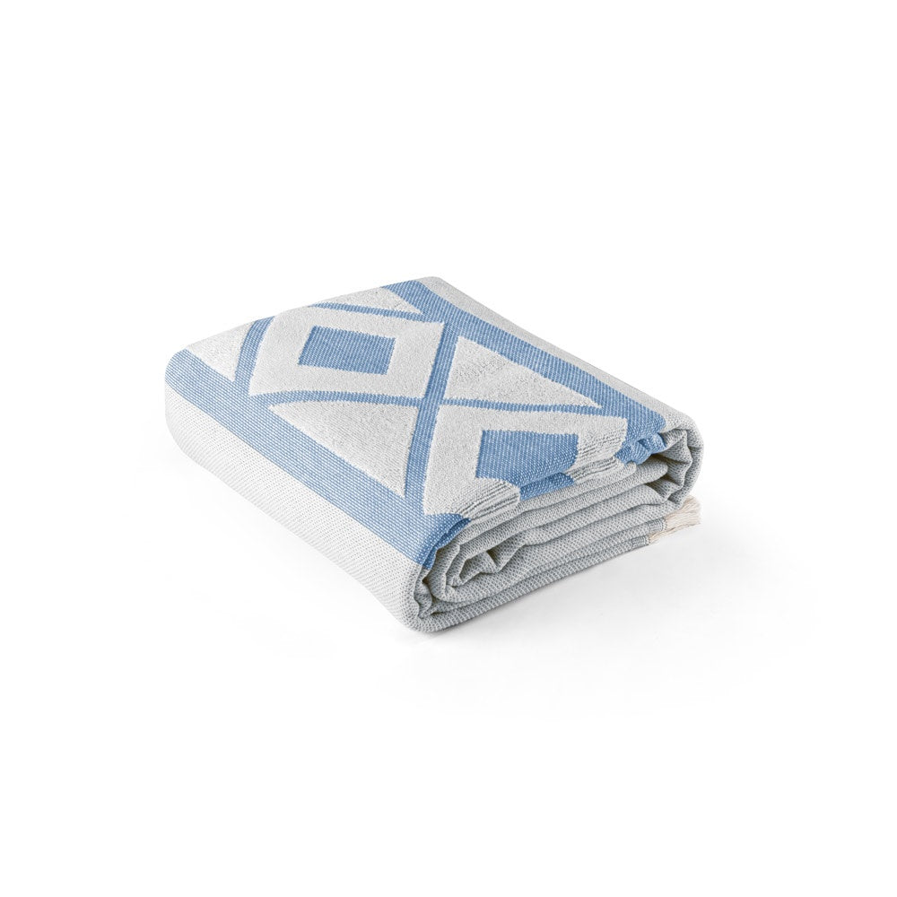 MALEK promotional home accessory in blue (detail view) with custom logo branding