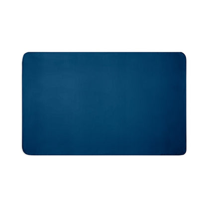 SULENA promotional home textile in blue (detail view) with custom logo branding