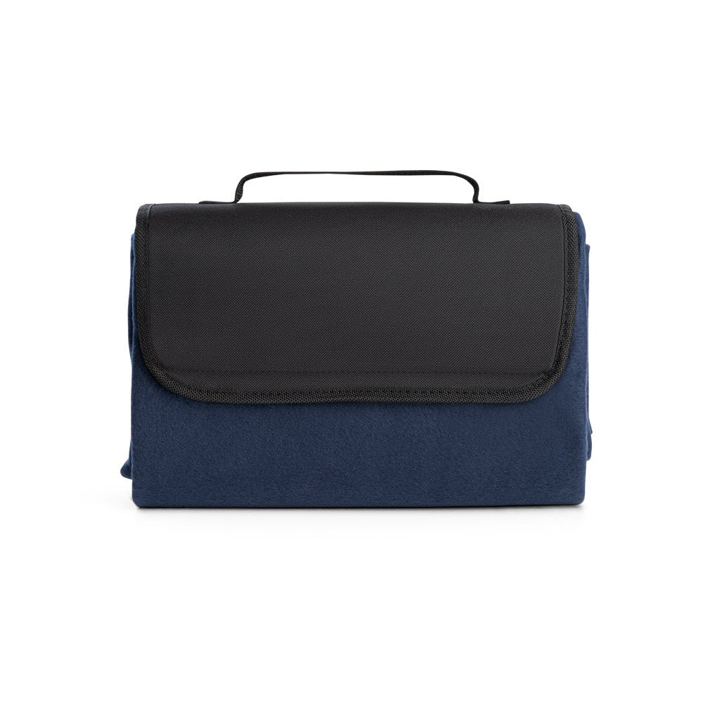 RILEY promotional home textile in blue (detail view) with custom logo branding
