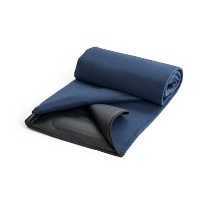 RILEY promotional home textile in blue (detail view) with custom logo branding