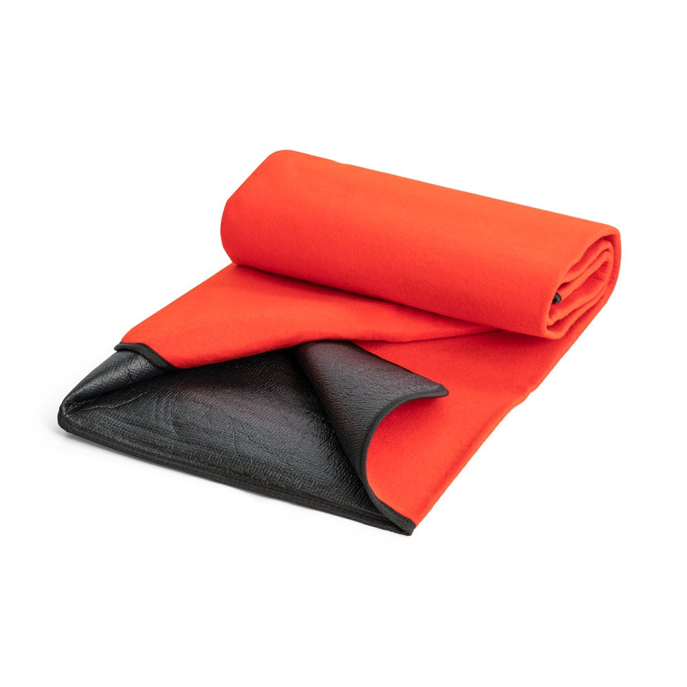 RILEY promotional home textile in red (detail view) with custom logo branding