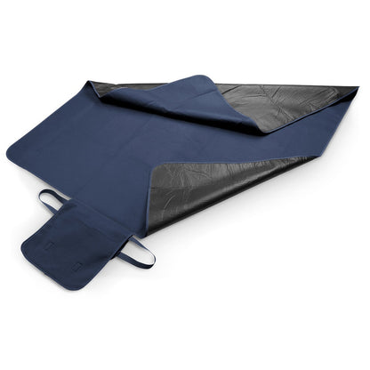 FLEECE promotional home textile in blue (detail view) with custom logo branding