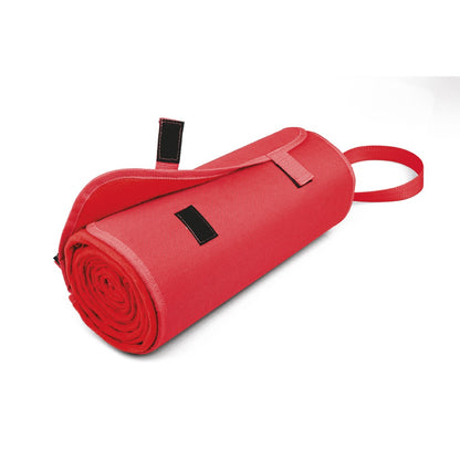 FLEECE promotional home textile in red (detail view) with custom logo branding