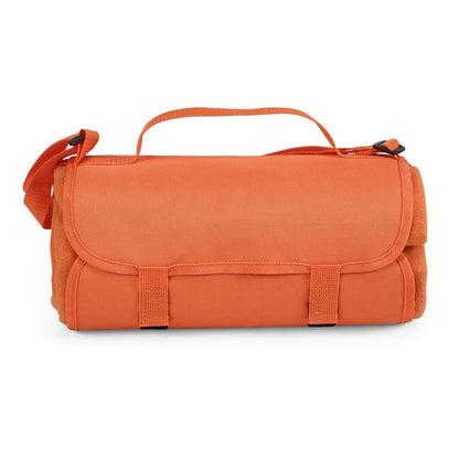 FLEECE promotional home textile in orange (detail view) with custom logo branding