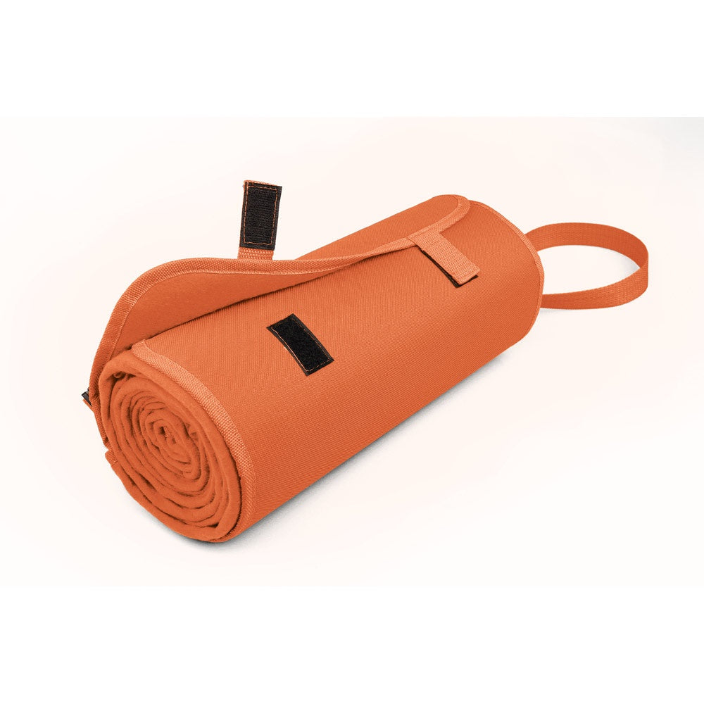FLEECE promotional home textile in orange (detail view) with custom logo branding