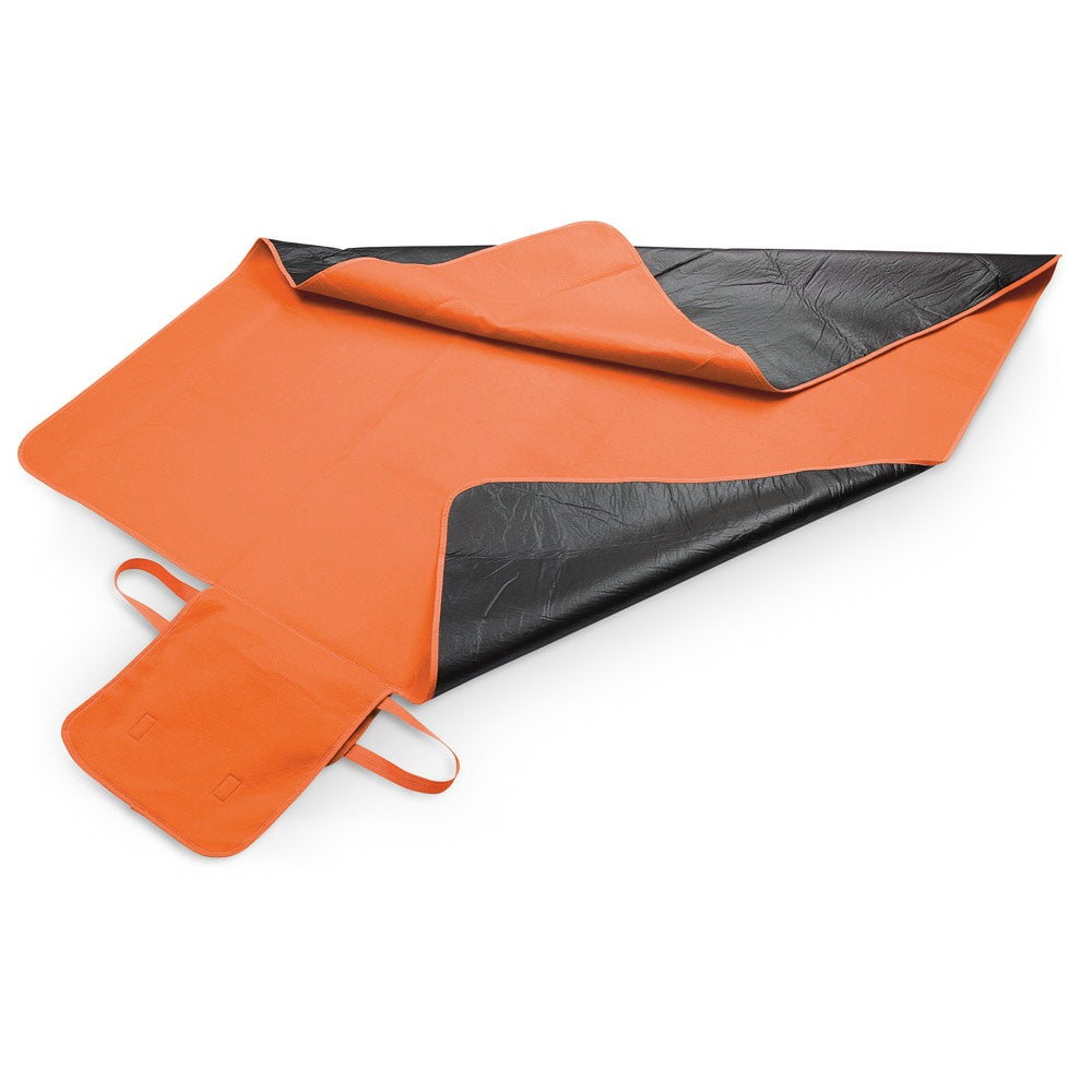 FLEECE promotional home textile in orange (detail view) with custom logo branding