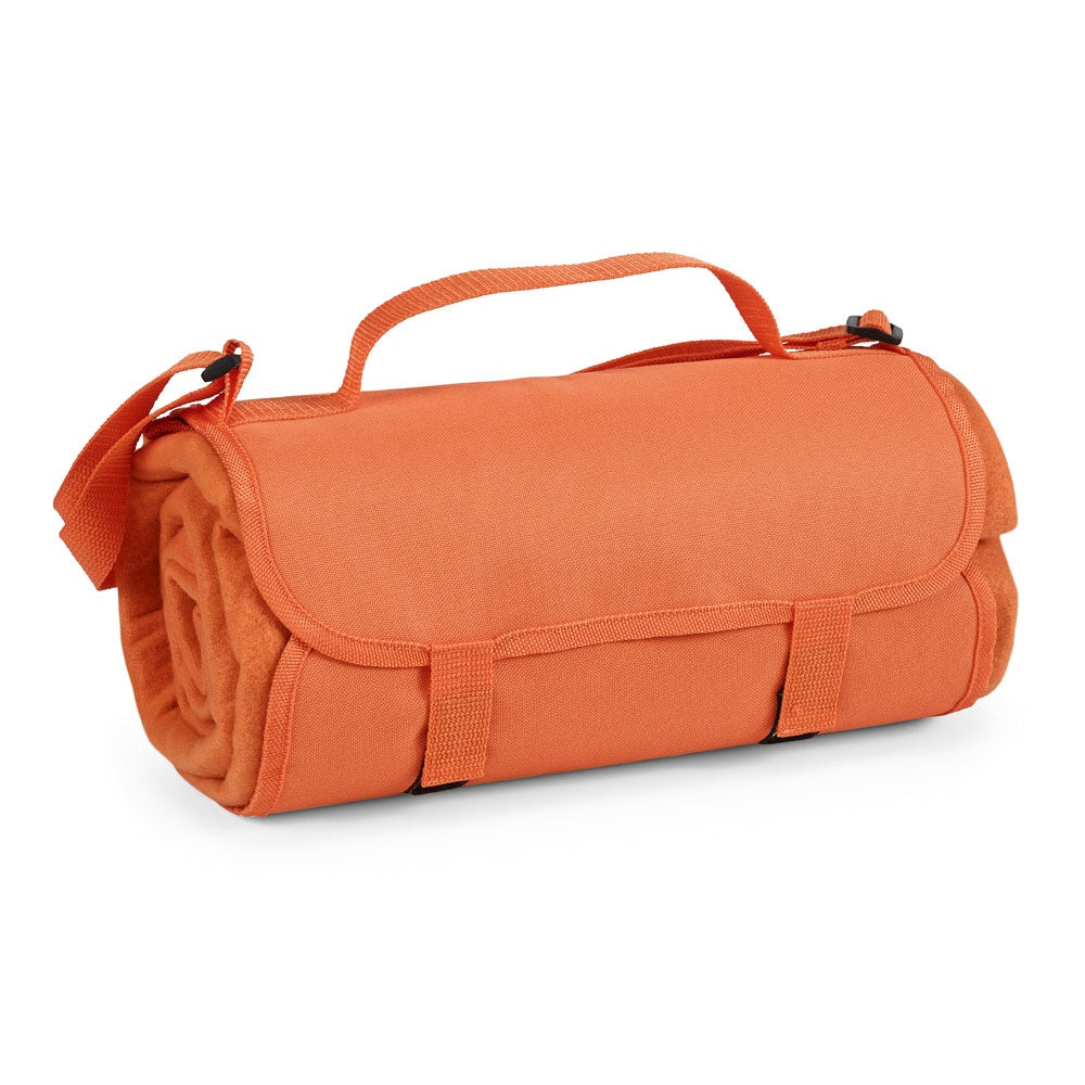 FLEECE promotional home textile in orange (detail view) with custom logo branding