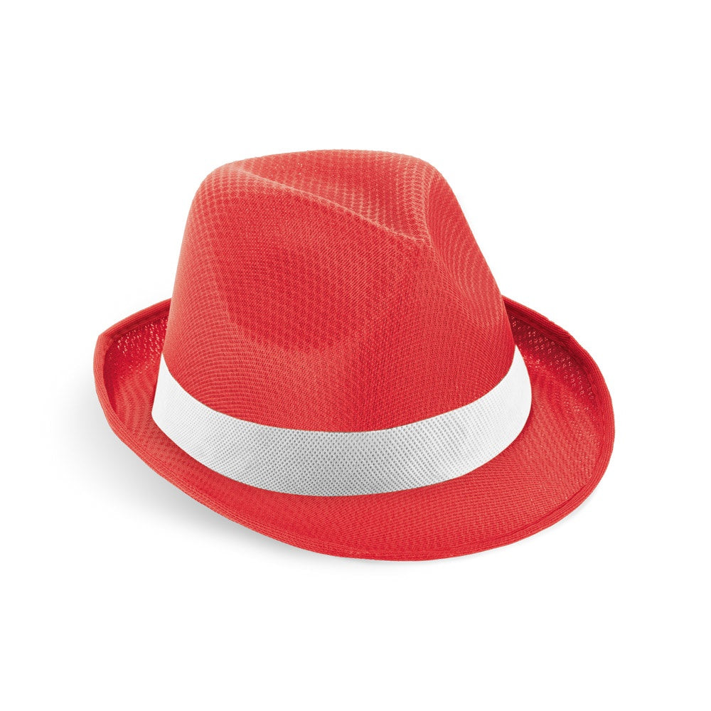 MANOLO POLI promotional hat in red with custom logo branding