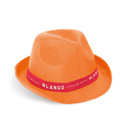 MANOLO POLI promotional hat in orange with custom logo branding