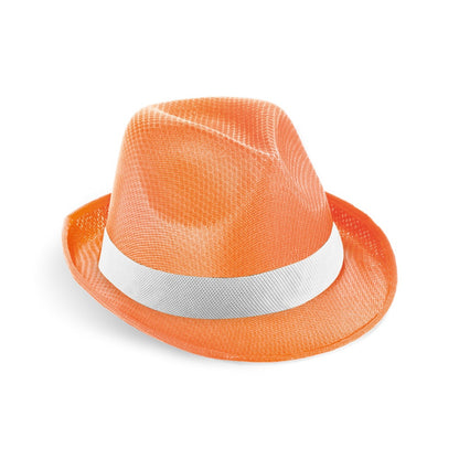 MANOLO POLI promotional hat in orange with custom logo branding