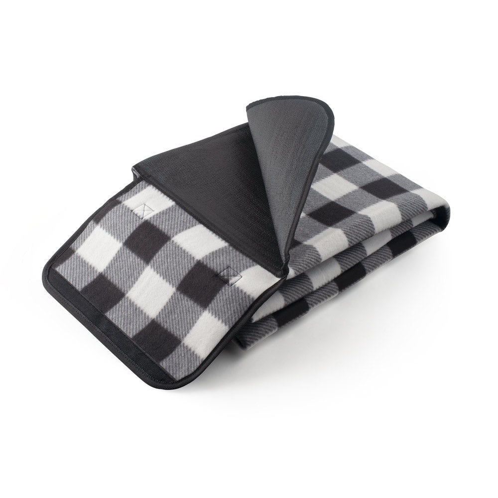 RILEY II promotional home textile in black (detail view) with custom logo branding