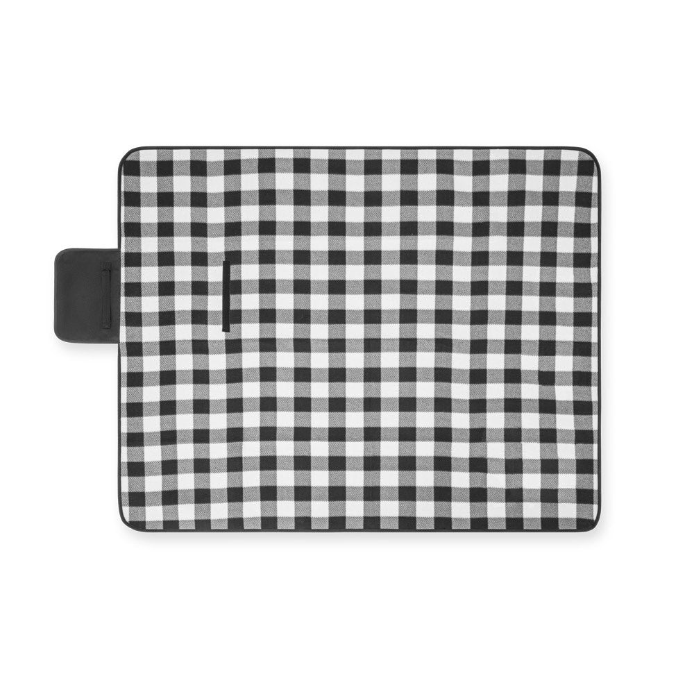 RILEY II promotional home textile in black (detail view) with custom logo branding