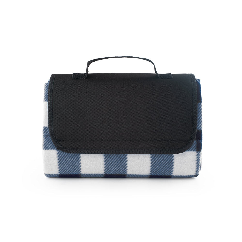 RILEY II promotional home textile in blue (detail view) with custom logo branding