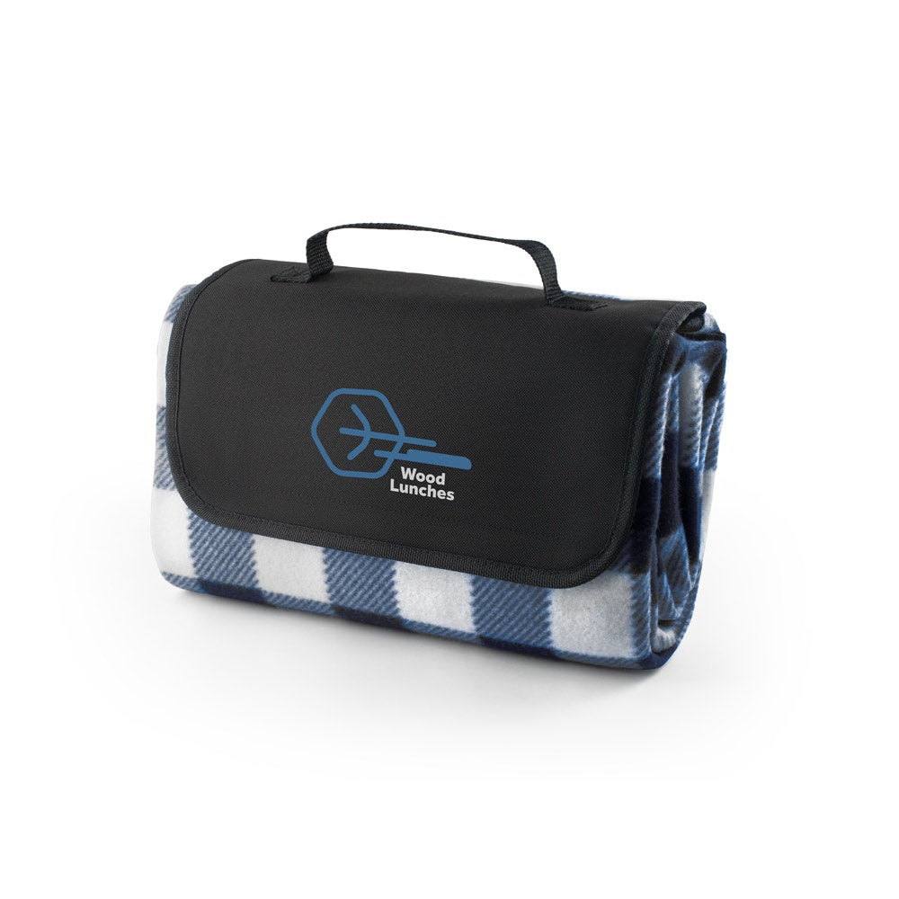 RILEY II promotional home textile in blue with custom logo branding