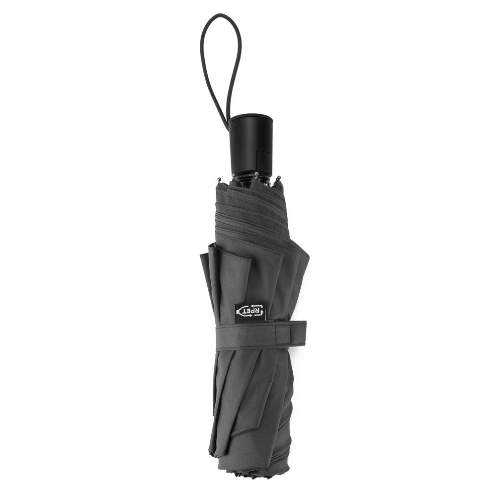 SKYLAR promotional umbrella in black (detail view) with custom logo branding