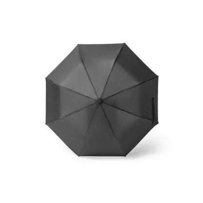 SKYLAR promotional umbrella in black (detail view) with custom logo branding