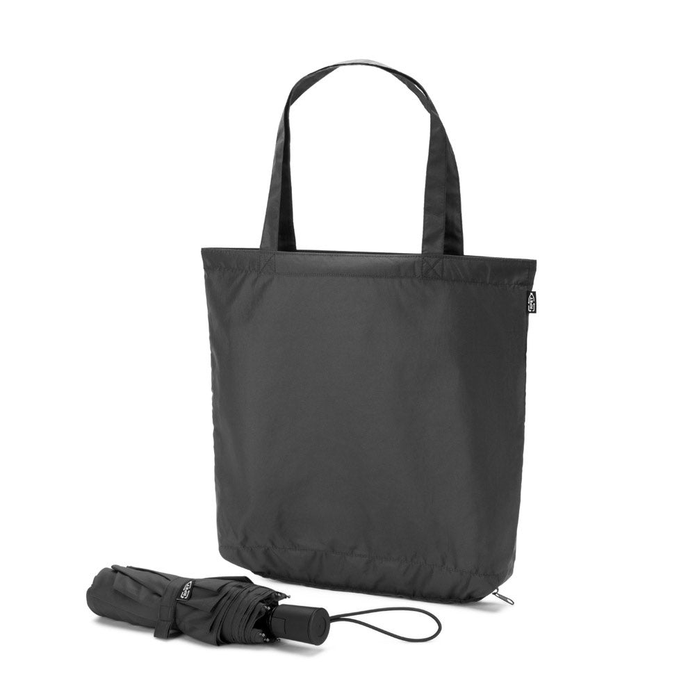 SKYLAR promotional umbrella in black with custom logo branding