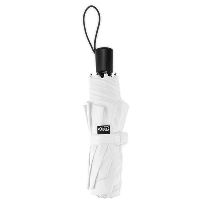 SKYLAR promotional umbrella in white (detail view) with custom logo branding