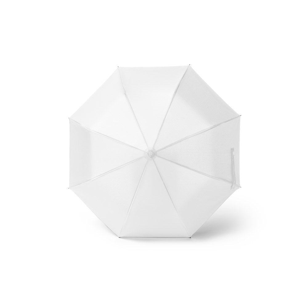 SKYLAR promotional umbrella in white (detail view) with custom logo branding
