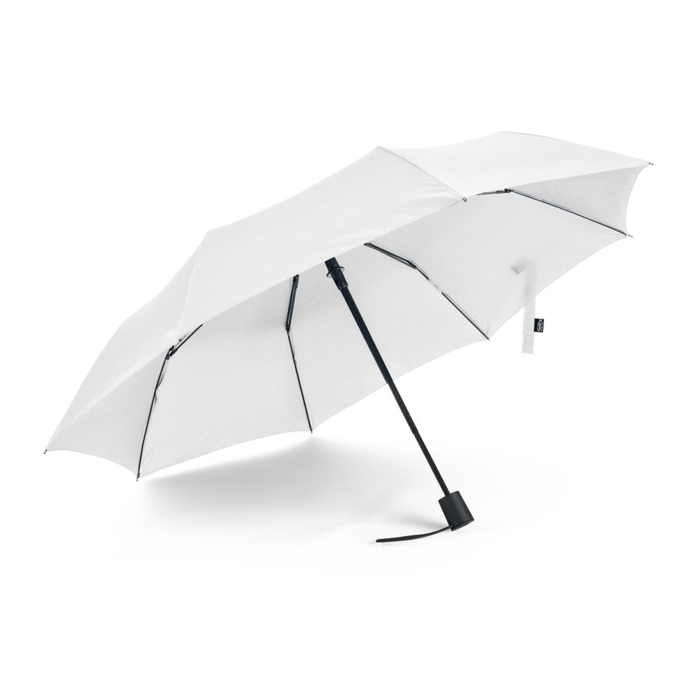 SKYLAR promotional umbrella in white (detail view) with custom logo branding