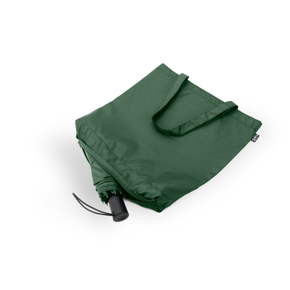 SKYLAR promotional umbrella in dark green with custom logo branding