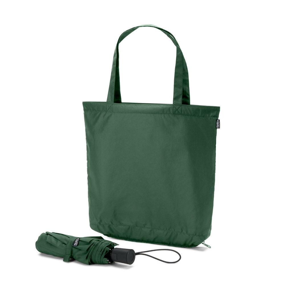 SKYLAR promotional umbrella in dark green with custom logo branding