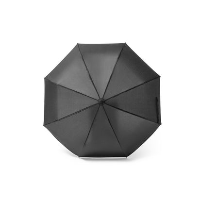 GUSTAVO promotional umbrella in black (detail view) with custom logo branding