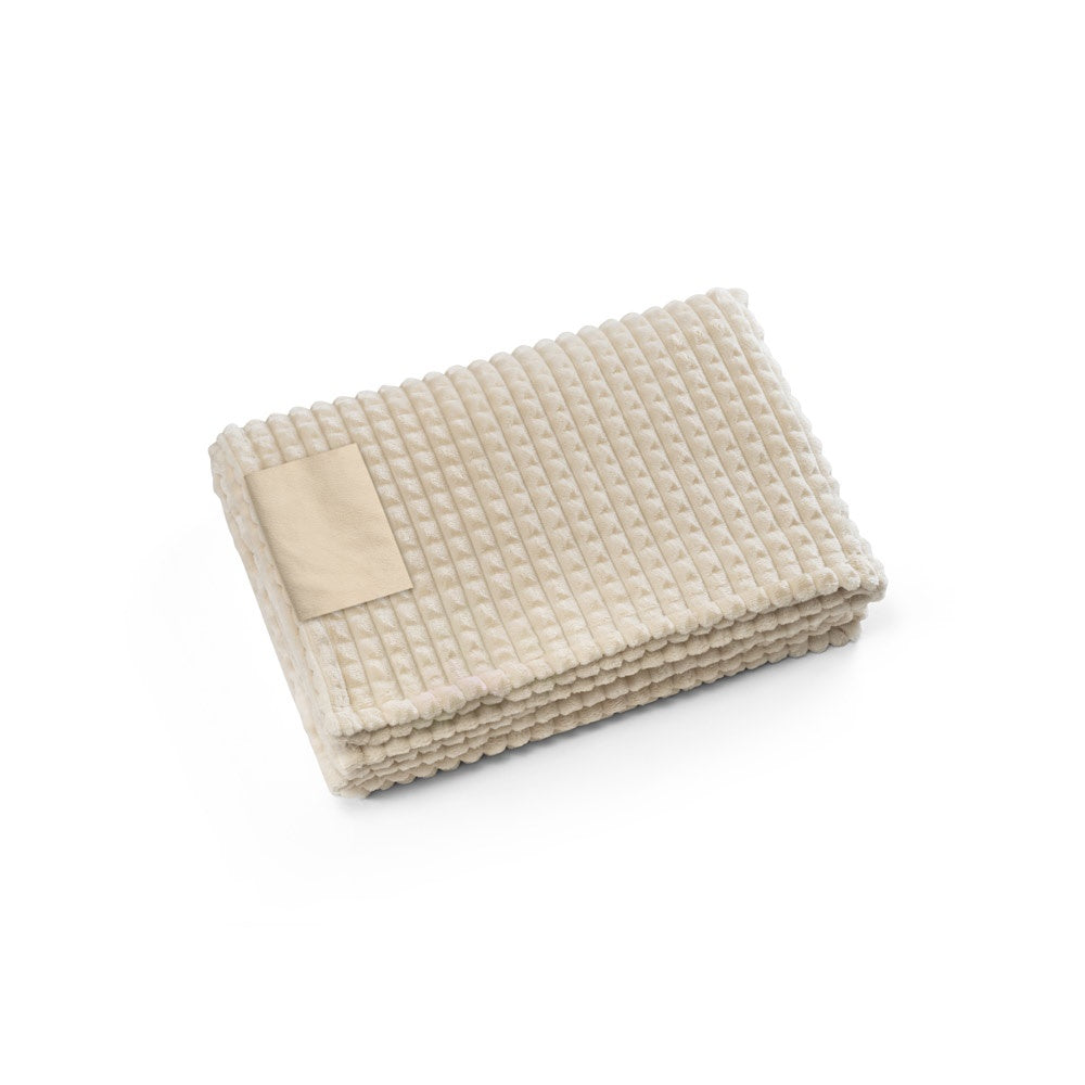 CELINE promotional home textile in beige (detail view) with custom logo branding