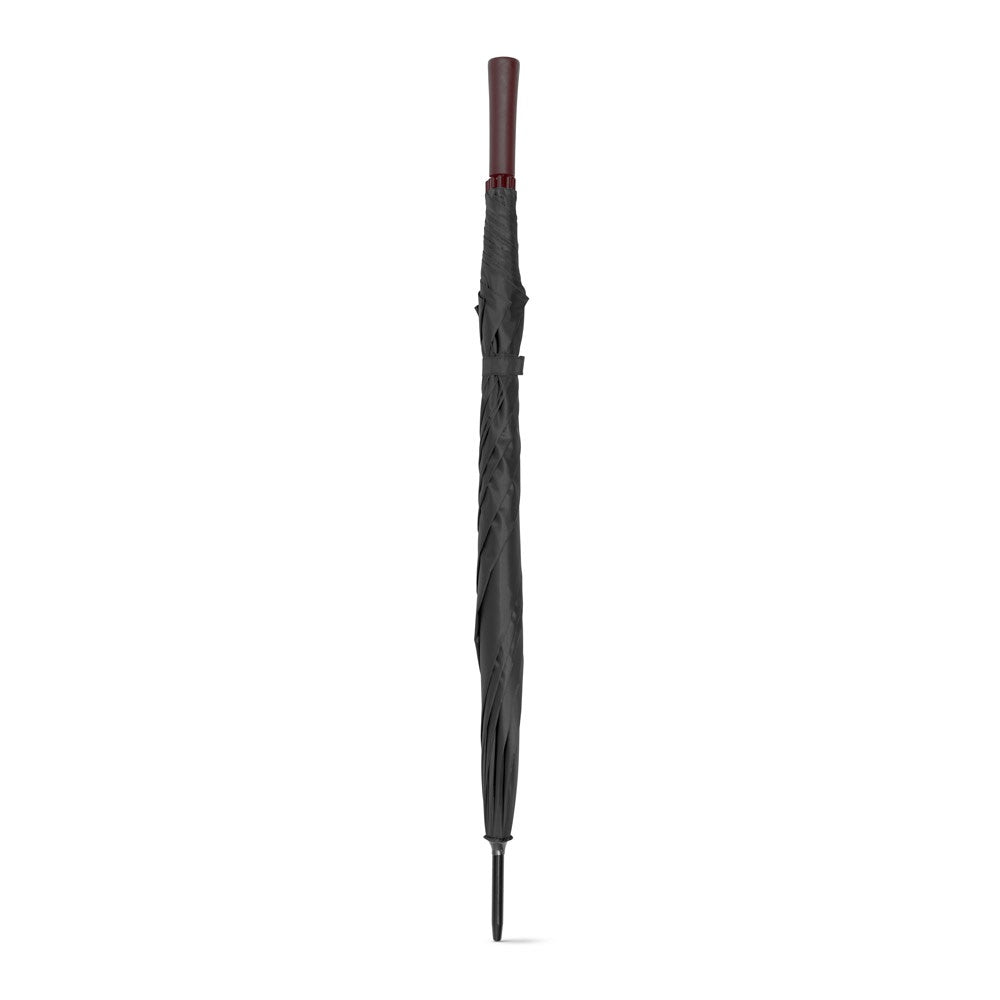 ZANE promotional umbrella in black (detail view) with custom logo branding
