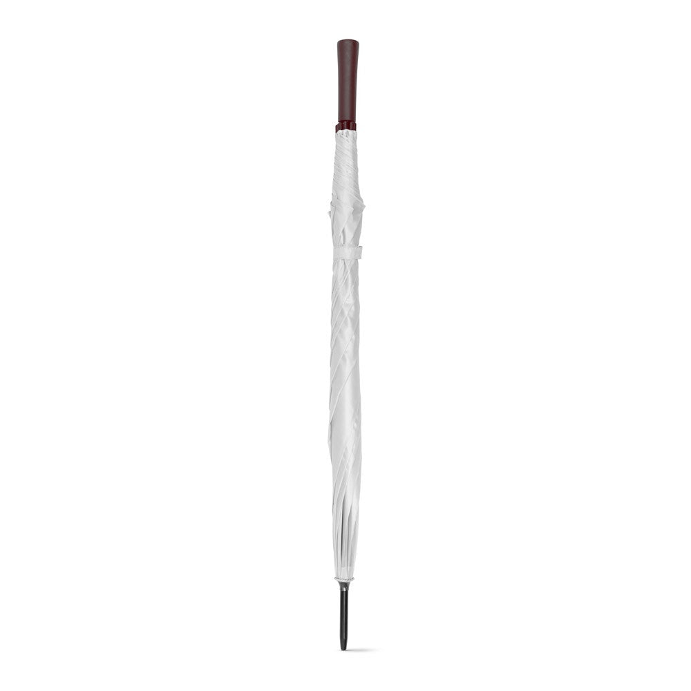 ZANE promotional umbrella in white (detail view) with custom logo branding