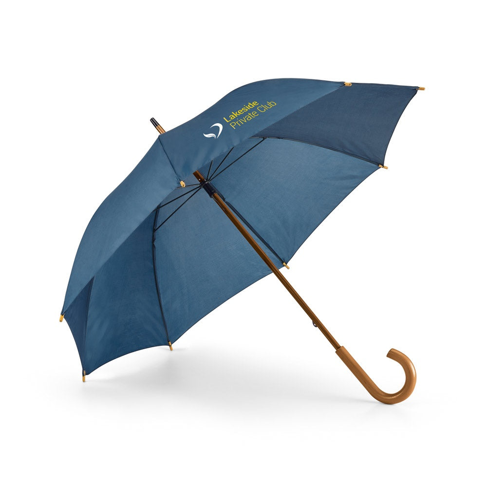 BETSEY promotional umbrella in blue with custom logo branding