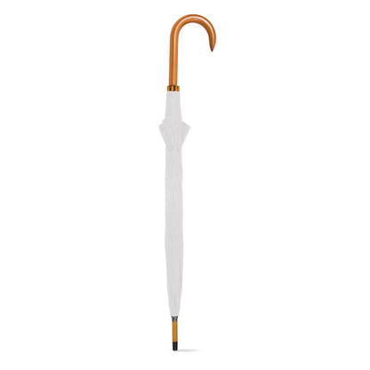 PATTI promotional umbrella in white (detail view) with custom logo branding