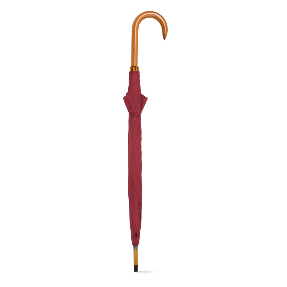 PATTI promotional umbrella in burgundy (detail view) with custom logo branding