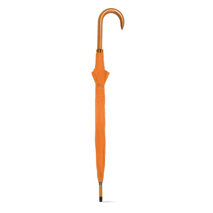 PATTI promotional umbrella in orange (detail view) with custom logo branding