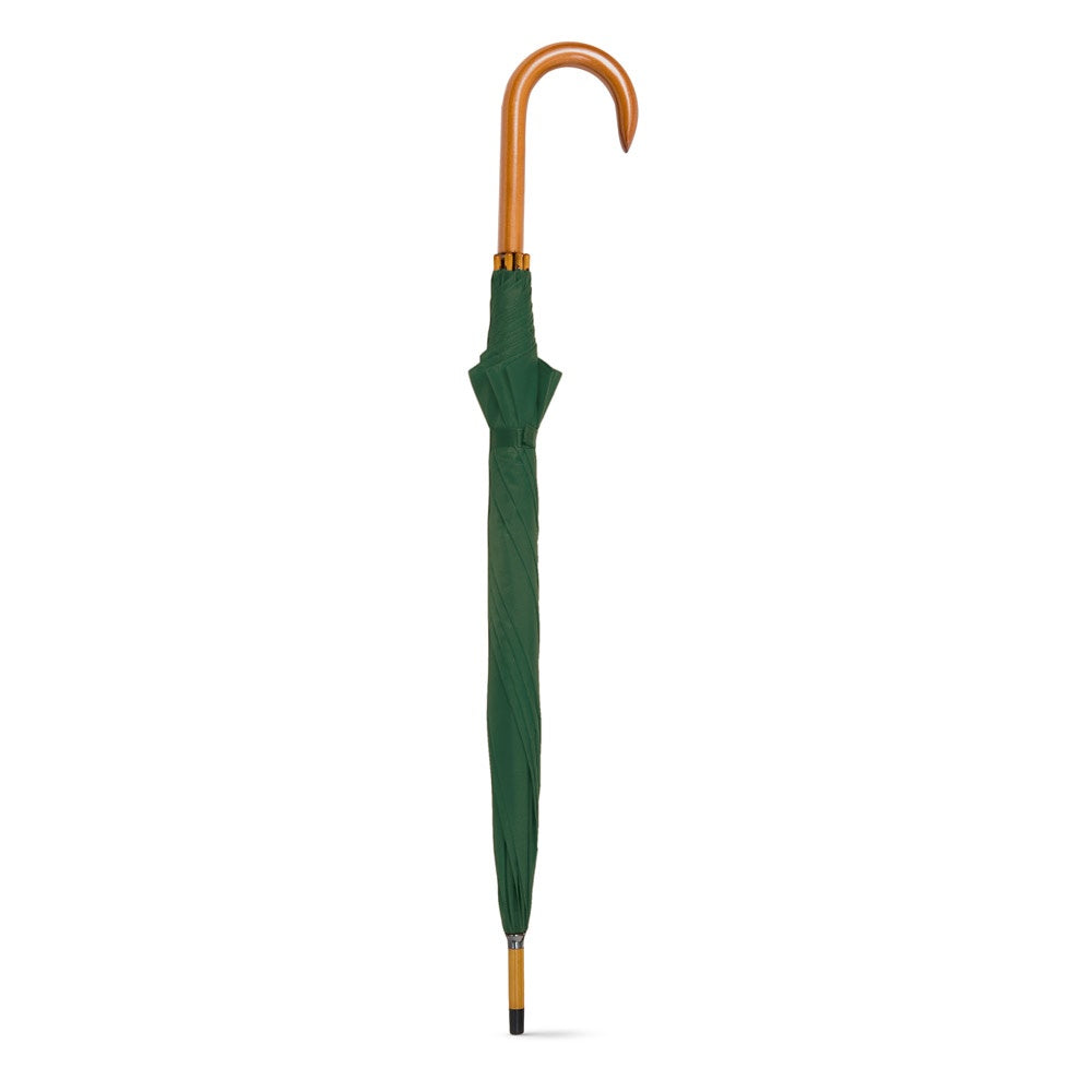 PATTI promotional umbrella in dark green (detail view) with custom logo branding
