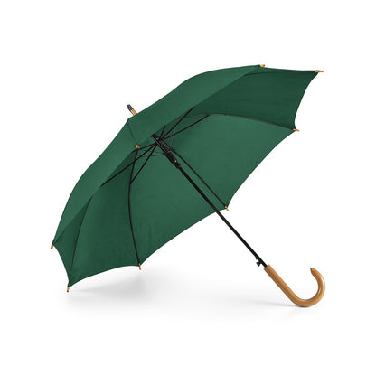 PATTI promotional umbrella in dark green with custom logo branding
