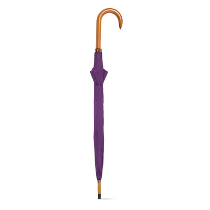 PATTI promotional umbrella in purple (detail view) with custom logo branding