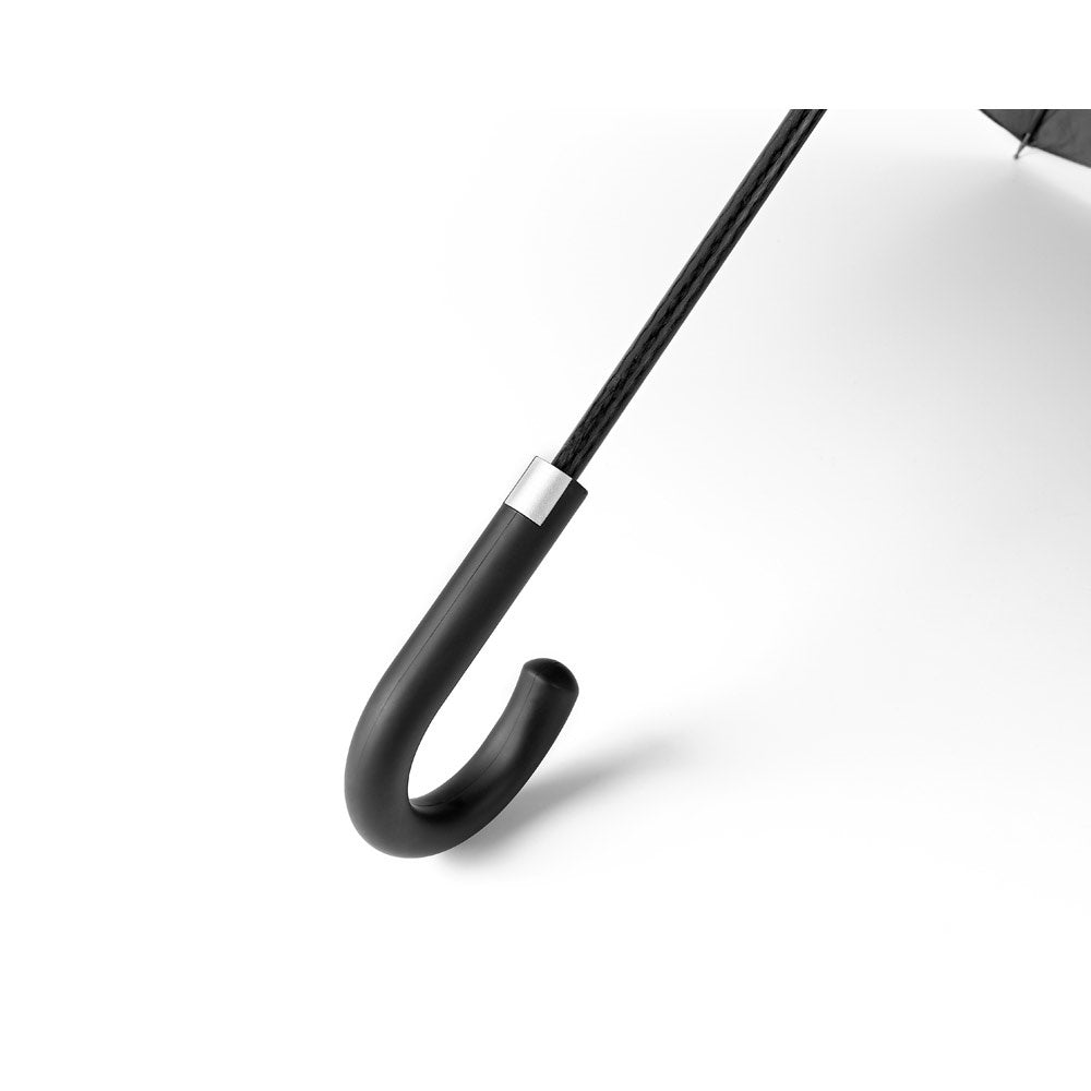 ALBERT promotional umbrella in black (detail view) with custom logo branding
