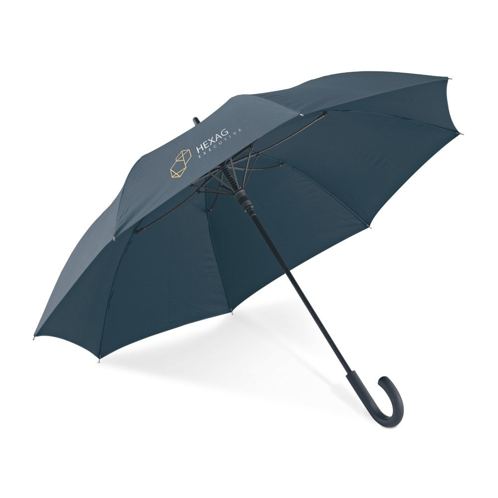 ALBERT promotional umbrella in blue with custom logo branding