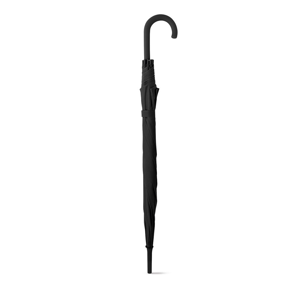 MICHAEL promotional umbrella in black (detail view) with custom logo branding