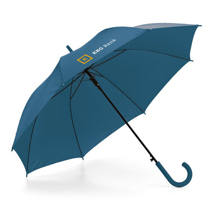 MICHAEL promotional umbrella in blue with custom logo branding