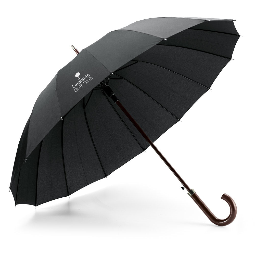 HEDI promotional umbrella in black with custom logo branding